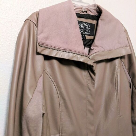 BLANC NOIR Funnel Neck Faux Leather Jacket 2X - Picture 2 of 9